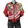 Bomber Jacket Polynesian Hawaii - Summer Plumeria (Red) - BN15 Bomber Jacket