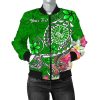 Bomber Jacket Tahiti Custom Personalised - Turtle Plumeria (Green) - BN18 Bomber Jacket