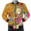 Bomber Jacket Tonga Custom Personalised - Turtle Plumeria (Gold) - BN18 Bomber Jacket