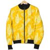 Corn Yellow Pattern Print Women Casual Bomber Jacket
