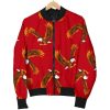 Eagle Red Pattern Print Women Casual Bomber Jacket