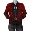 Federated States Of Micronesia Women Bomber Jacket - Polynesian Tattoo Red - BN0110