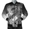 Federated States of Micronesia Men's Bomber Jackets - Humpback Whale with Tropical Flowers (White)- BN18 Bomber Jacket