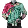 Hawaii Turtle Hibiscus Plumeria Bomber Jacket - Hug Style - AH - J4R Bomber Jacket