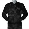 Hawaiian Hibiscus Sea Turtle Swim Polynesian Bomber Jacket - Grey - AH - J5R Bomber Jacket