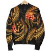 Kosrae Micronesian Women Bomber Jacket - Gold Plumeria - BN11 Bomber Jacket