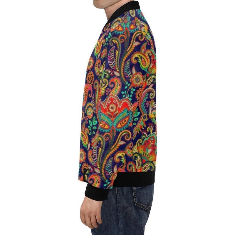 80’s Silk Paisley Floral Printed Bomber Jacket